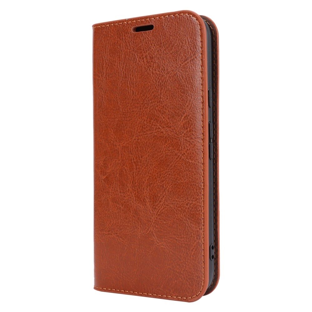 Coque portefeuille en cuir Veritable Google Pixel 8a, marron