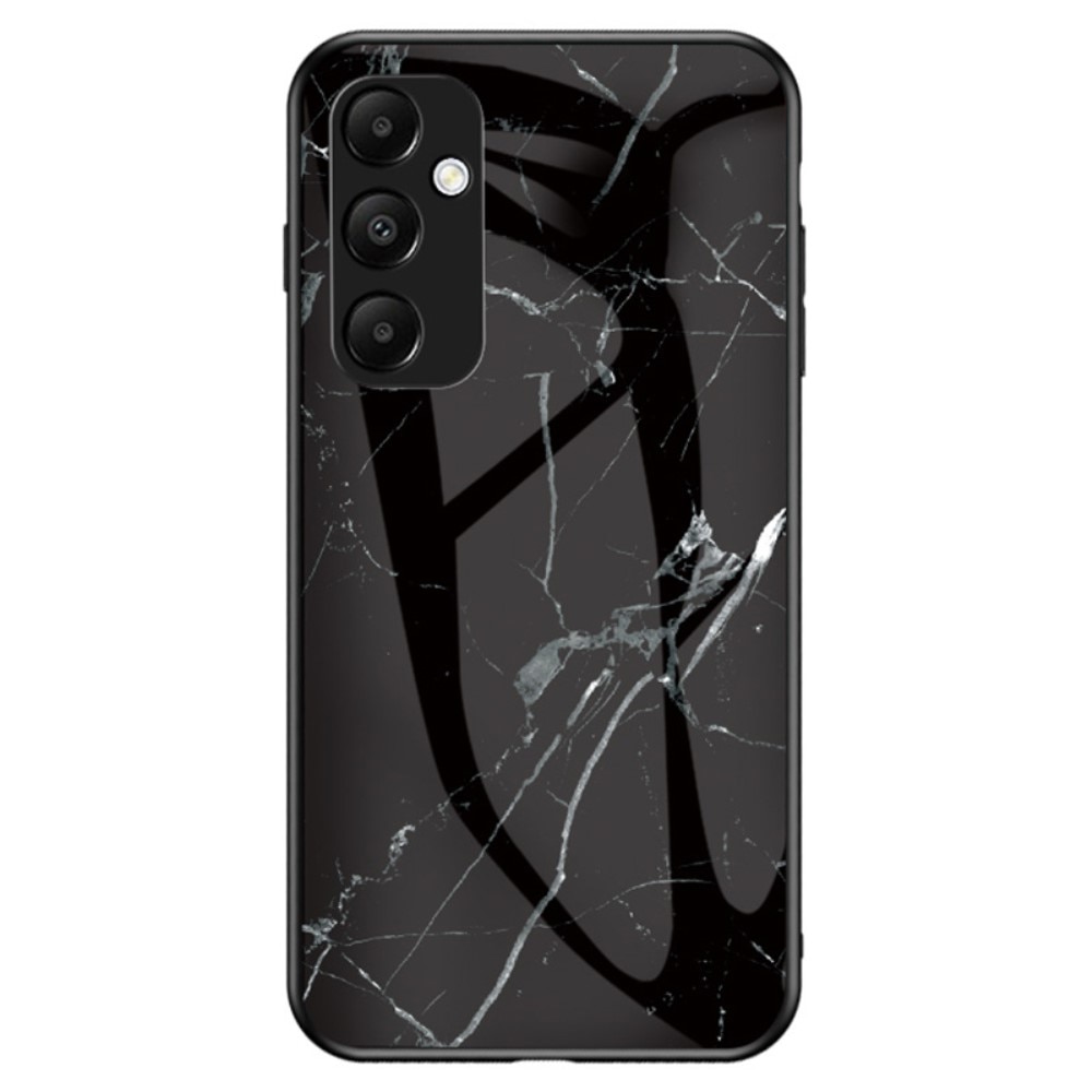 Coque en verre trempé Samsung Galaxy A55, marbre noir