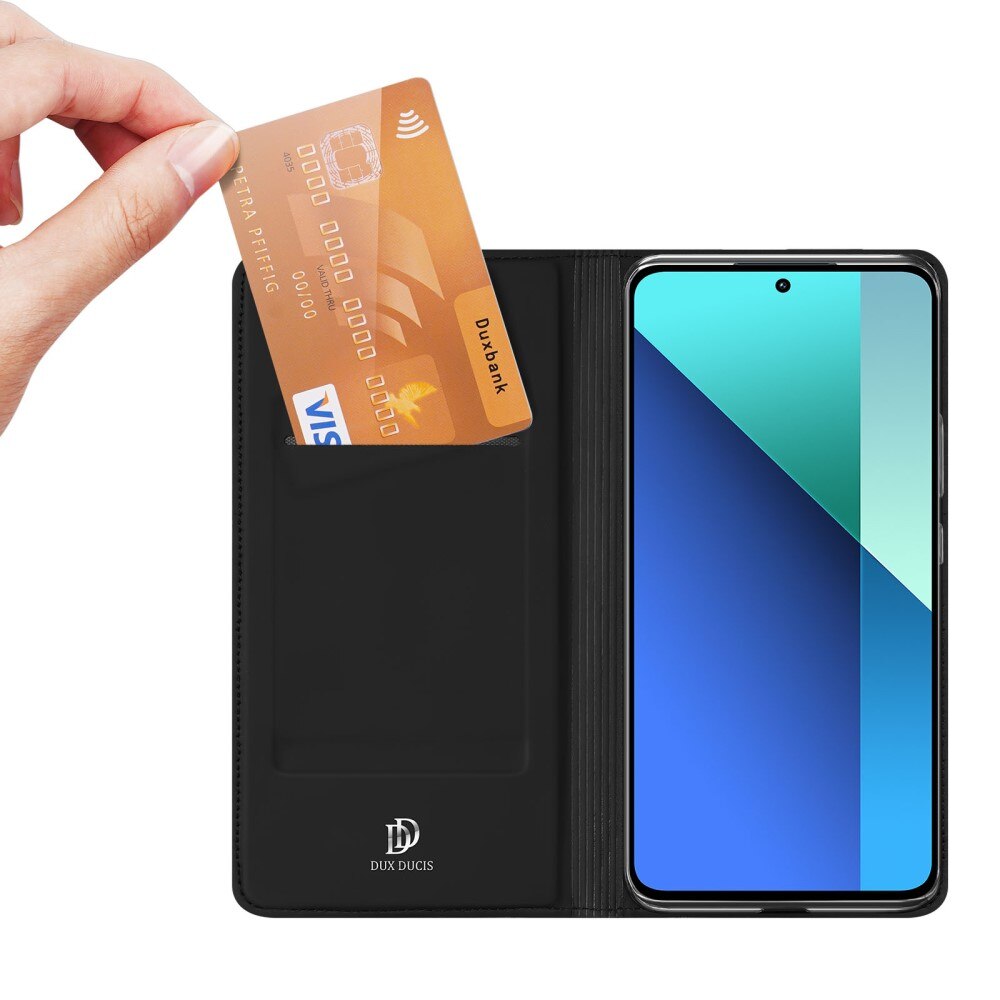Étui portefeuille Skin Pro Series Xiaomi Redmi Note 13 4G, Noir