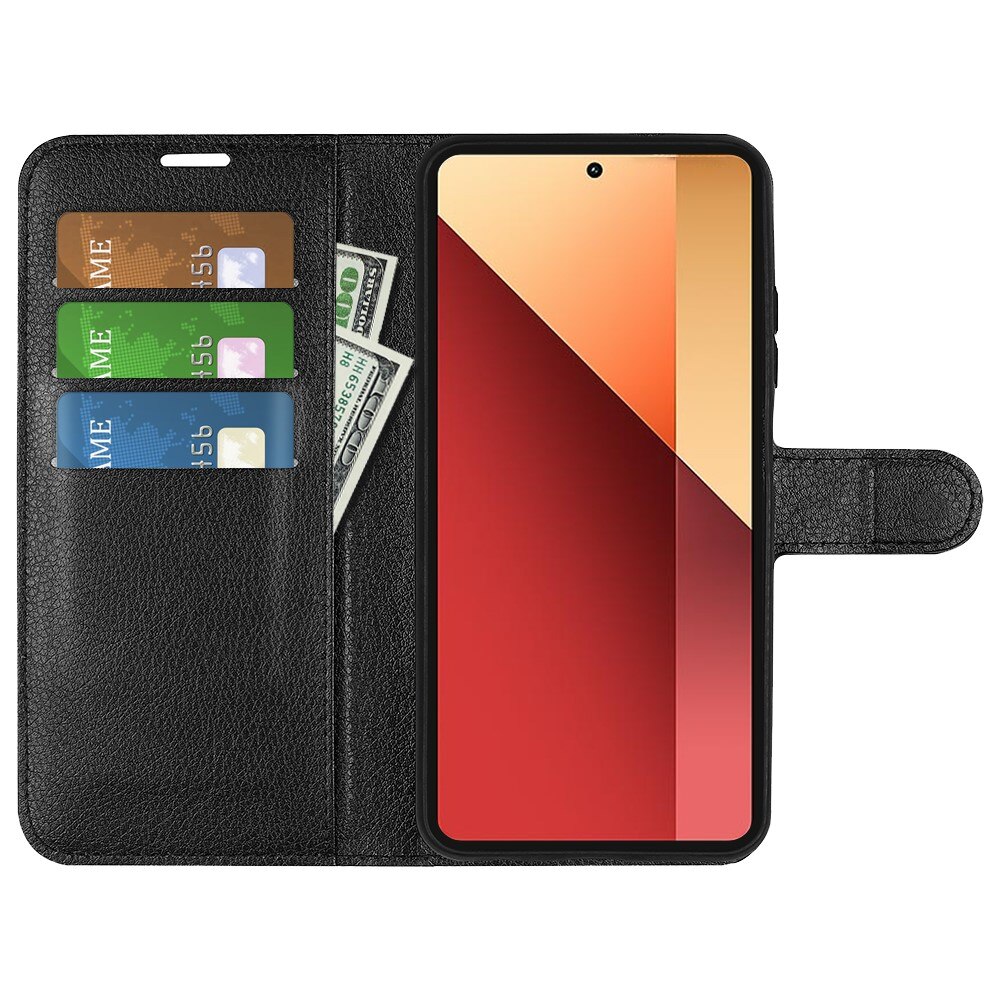 Coque portefeuille Xiaomi Redmi Note 13 Pro 4G, Noir