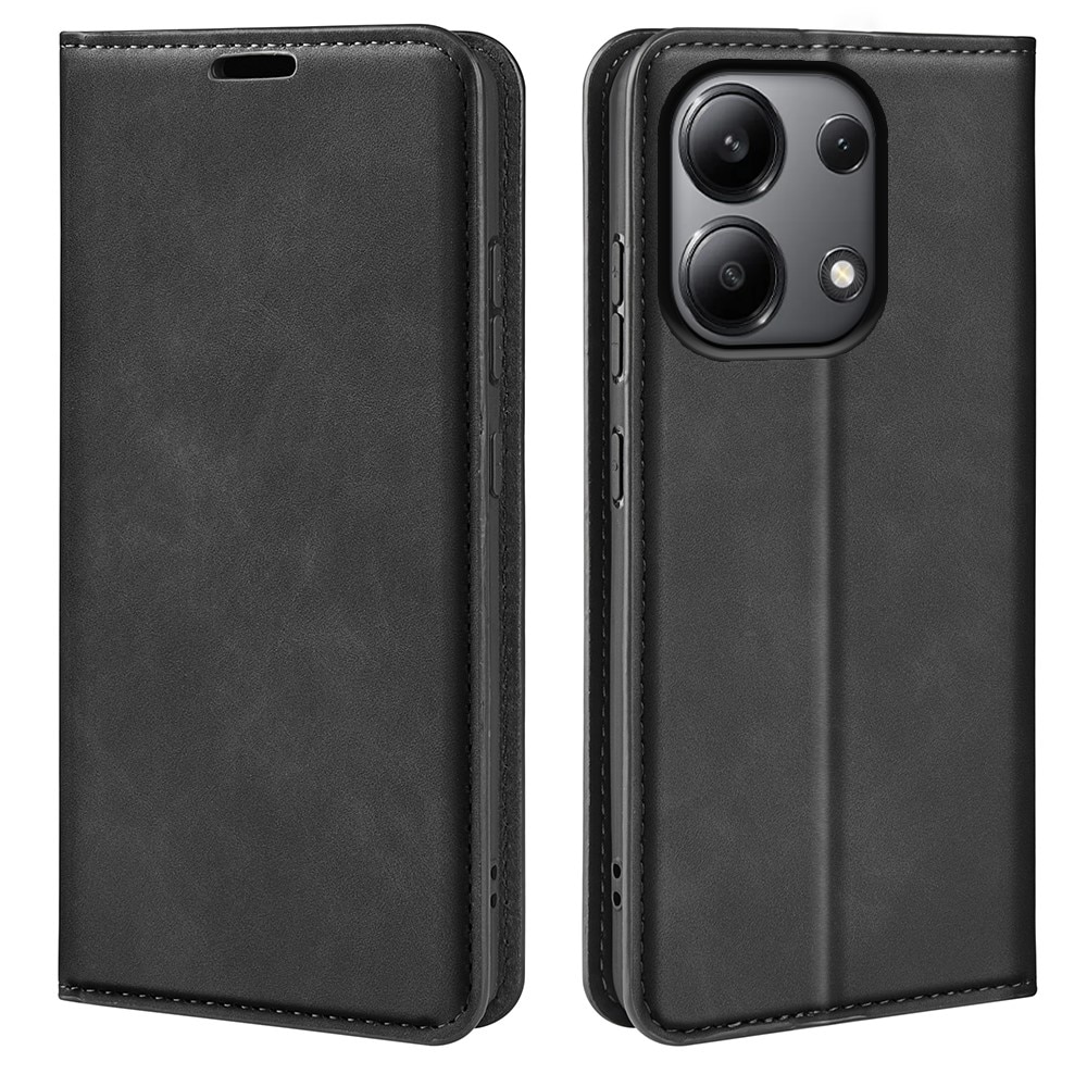 Coque portefeuille mince Xiaomi Redmi Note 13 4G, noir