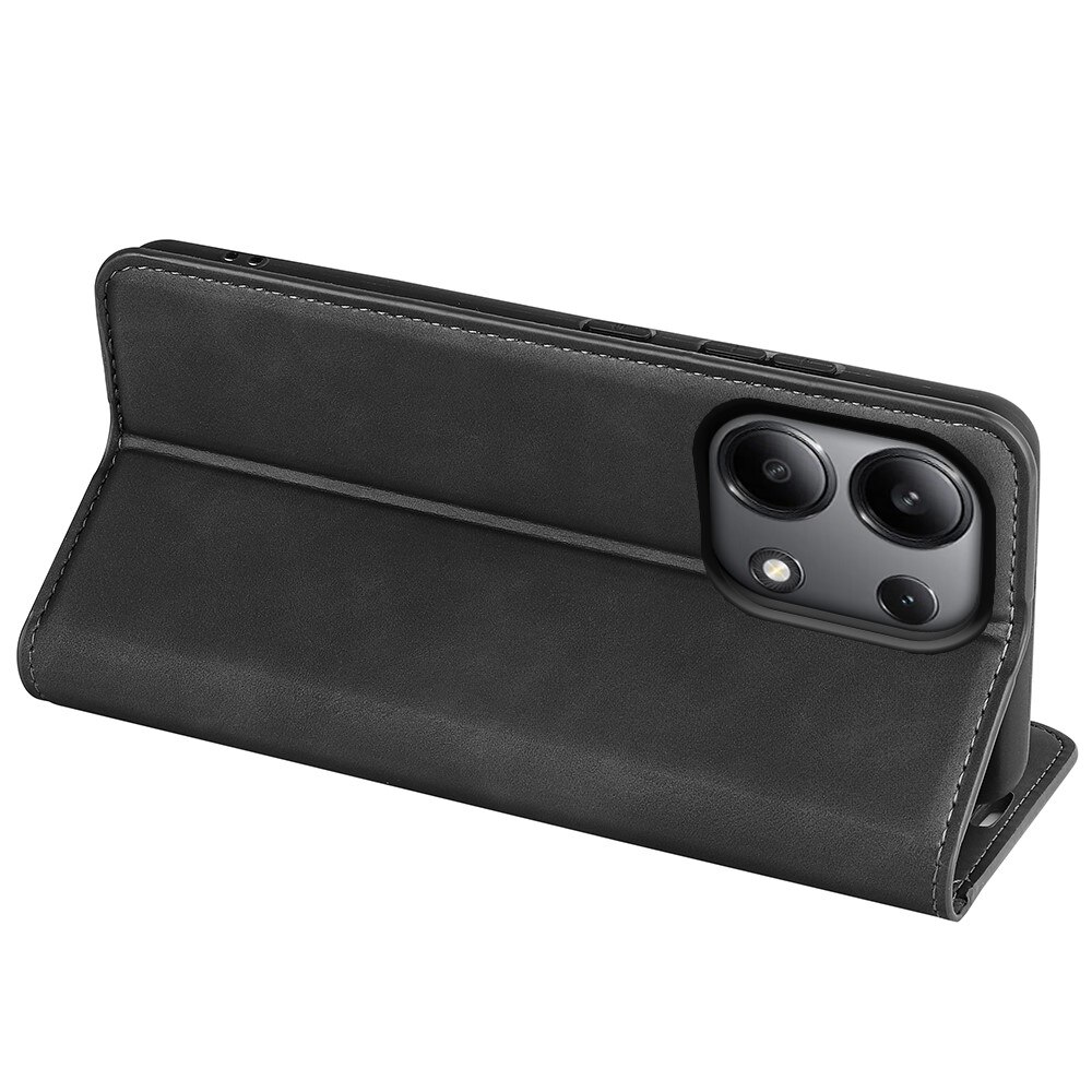 Coque portefeuille mince Xiaomi Redmi Note 13 4G, noir