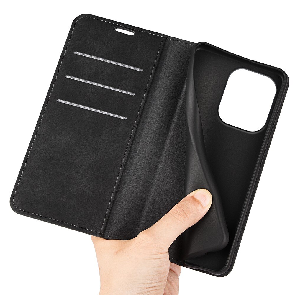 Coque portefeuille mince Xiaomi Redmi Note 13 4G, Noir