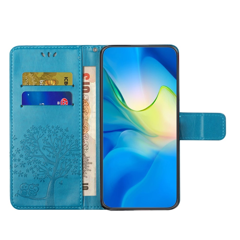 Étui en cuir à papillons pour Xiaomi Redmi Note 13 4G, bleu