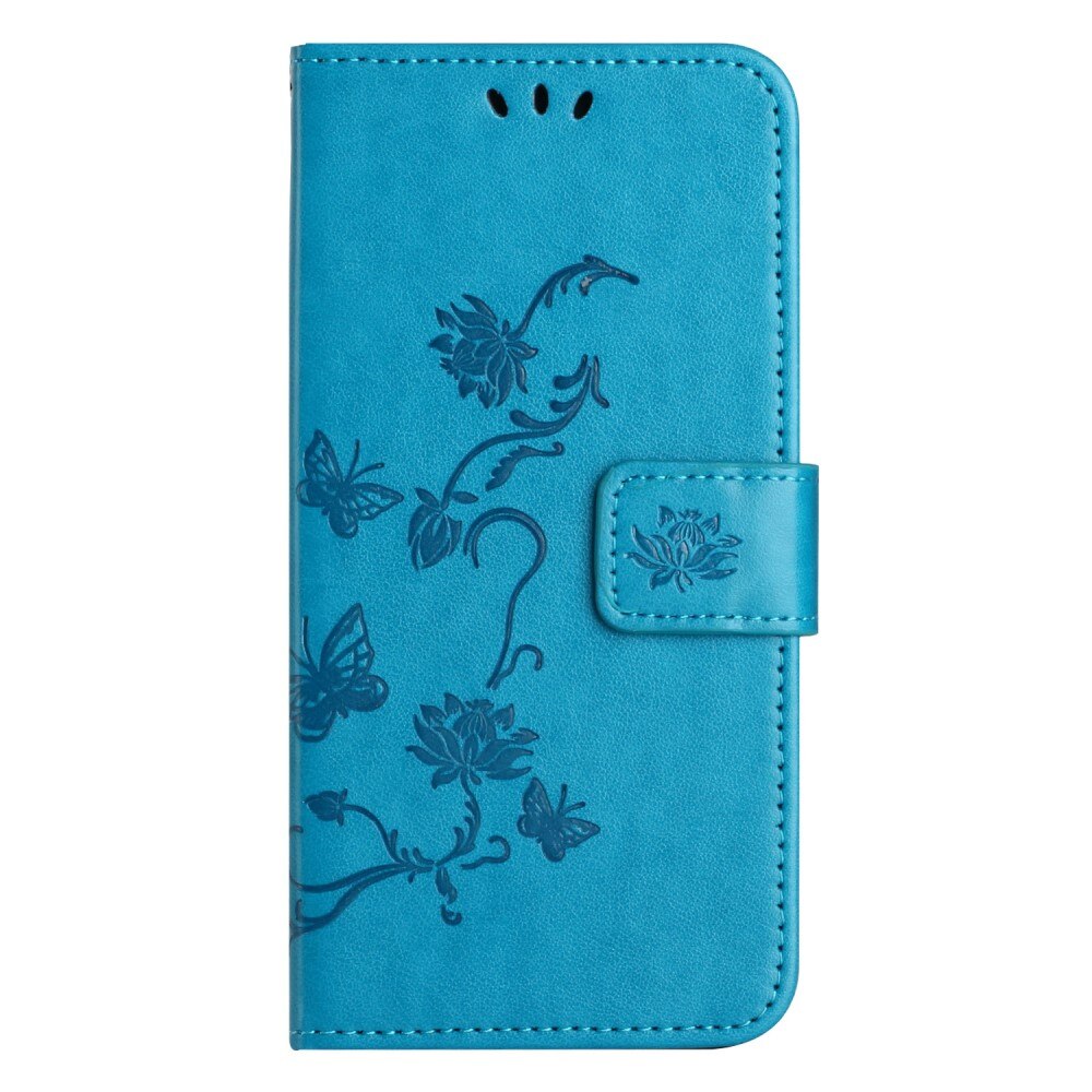 Étui en cuir à papillons pour Xiaomi Redmi Note 13 4G, Bleu
