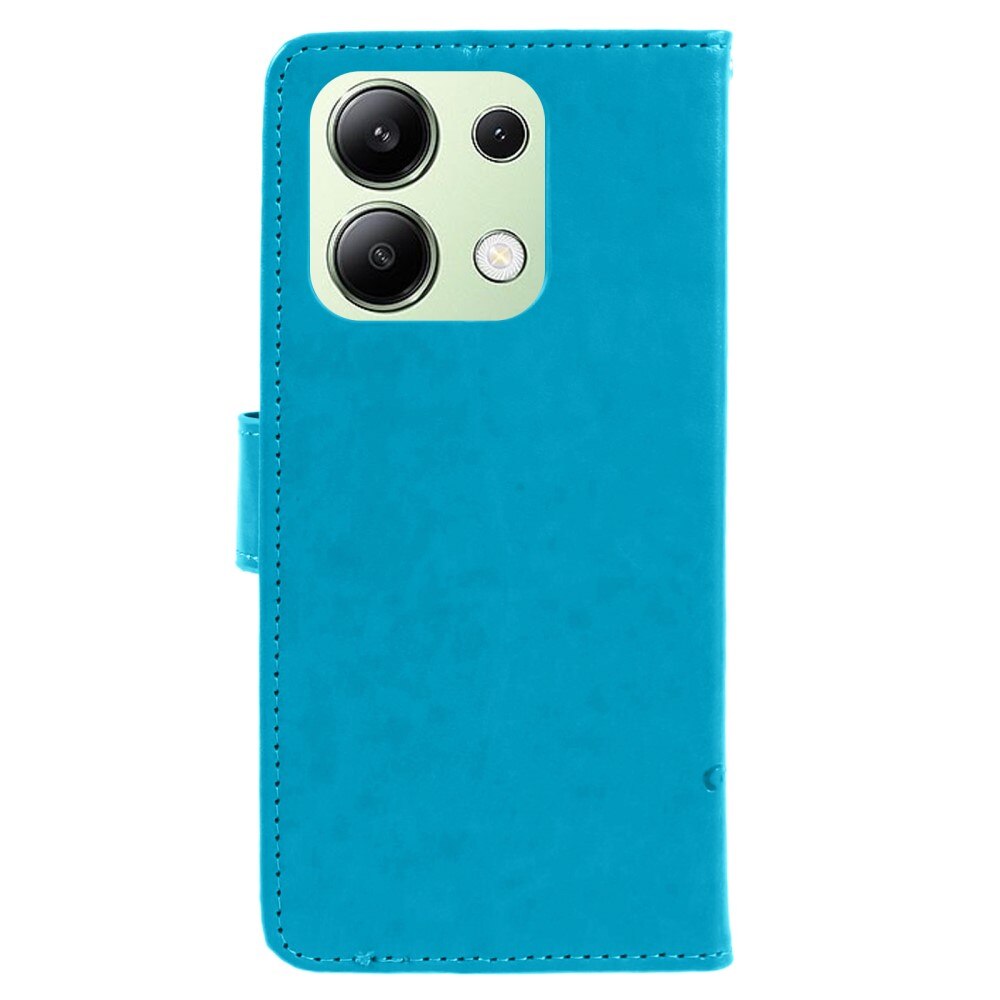 Étui en cuir à papillons pour Xiaomi Redmi Note 13 4G, Bleu