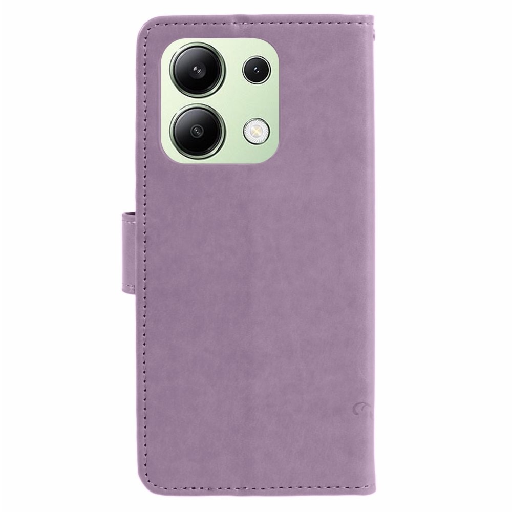 Étui en cuir à papillons pour Xiaomi Redmi Note 13 4G, violet