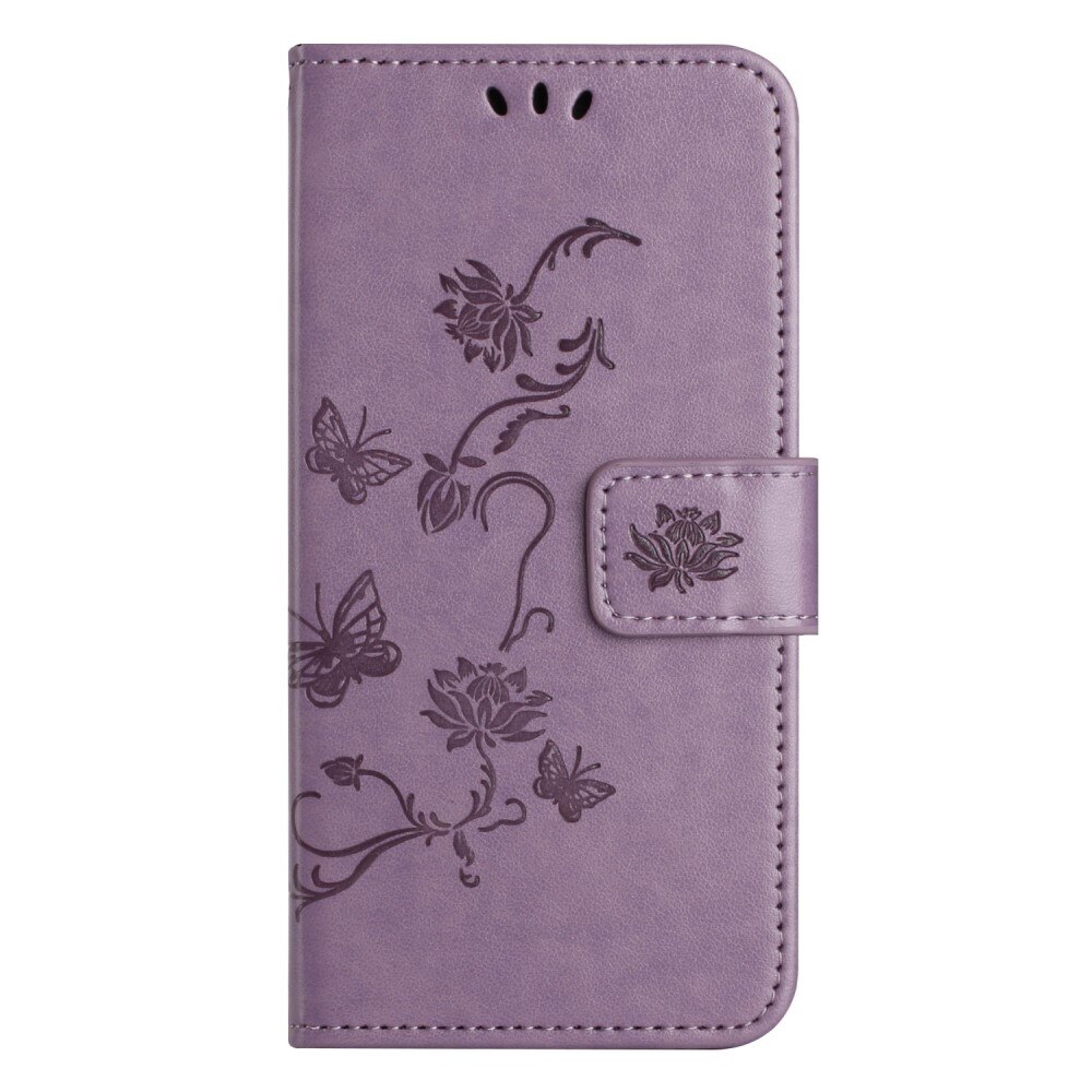 Étui en cuir à papillons pour Xiaomi Redmi Note 13 4G, Violet