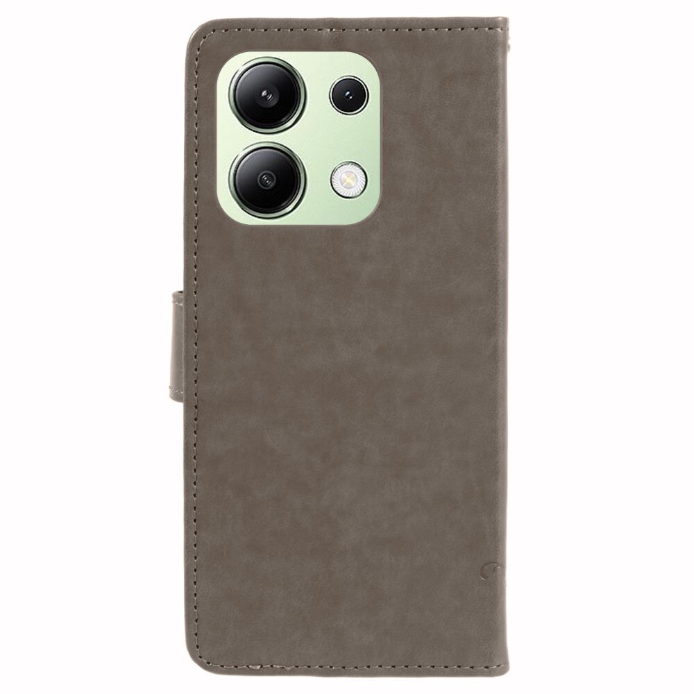 Étui en cuir à papillons pour Xiaomi Redmi Note 13 4G, Gris