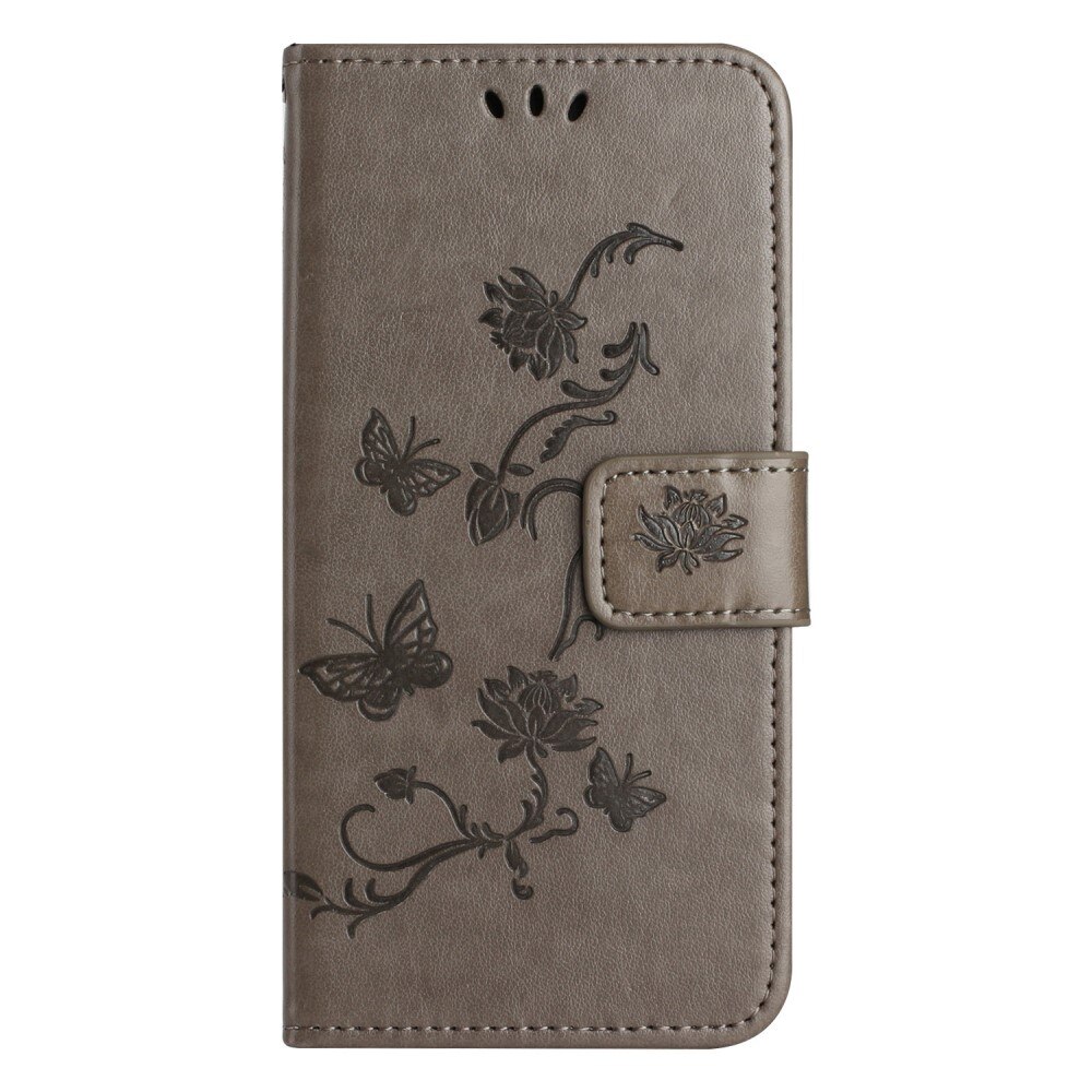 Étui en cuir à papillons pour Xiaomi Redmi Note 13 4G, Gris