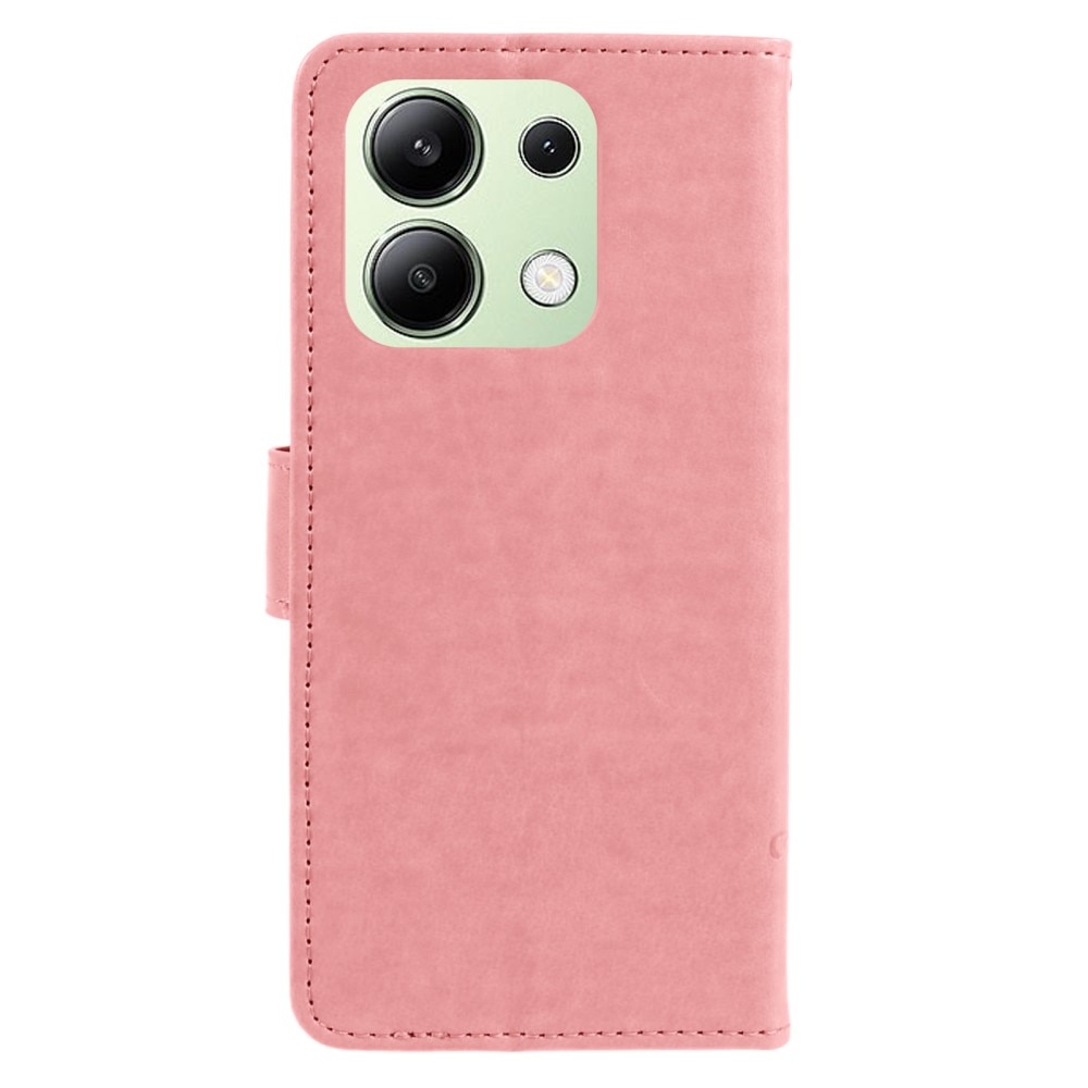 Étui en cuir à papillons pour Xiaomi Redmi Note 13 4G, Rose