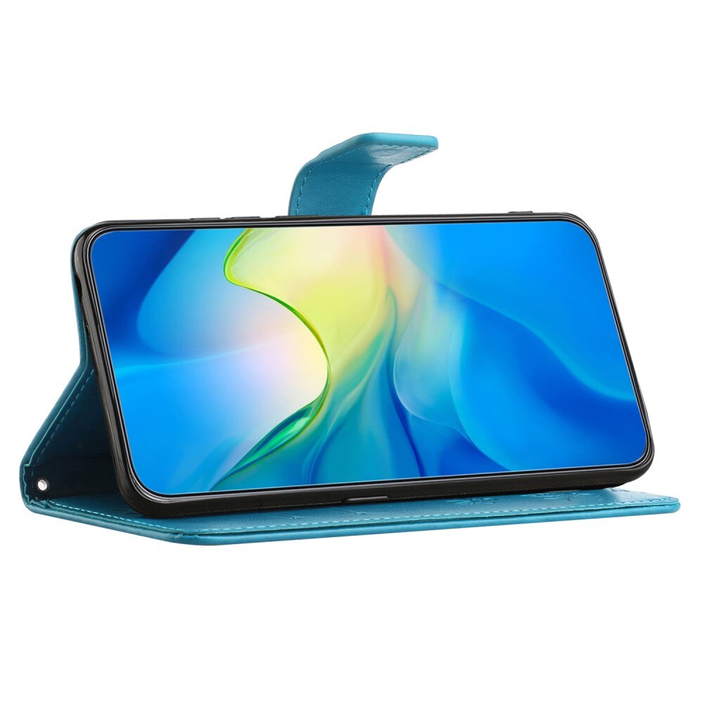 Étui en cuir à papillons pour Samsung Galaxy Xcover 7, Bleu