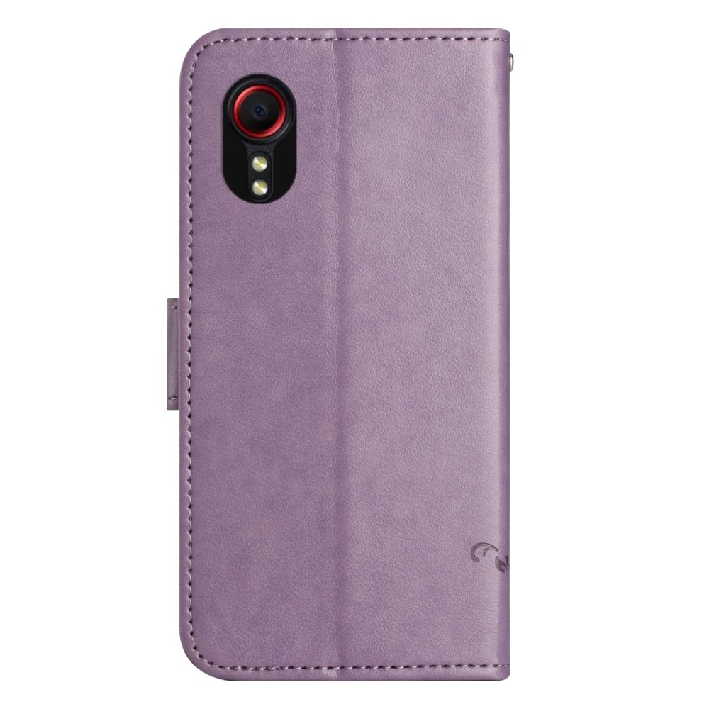 Étui en cuir à papillons pour Samsung Galaxy Xcover 7, violet