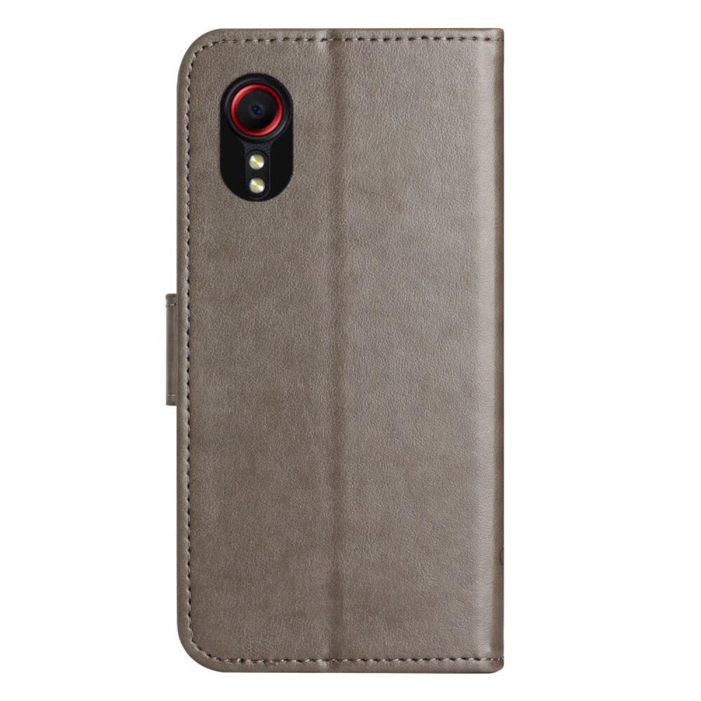 Étui en cuir à papillons pour Samsung Galaxy Xcover 7, Gris