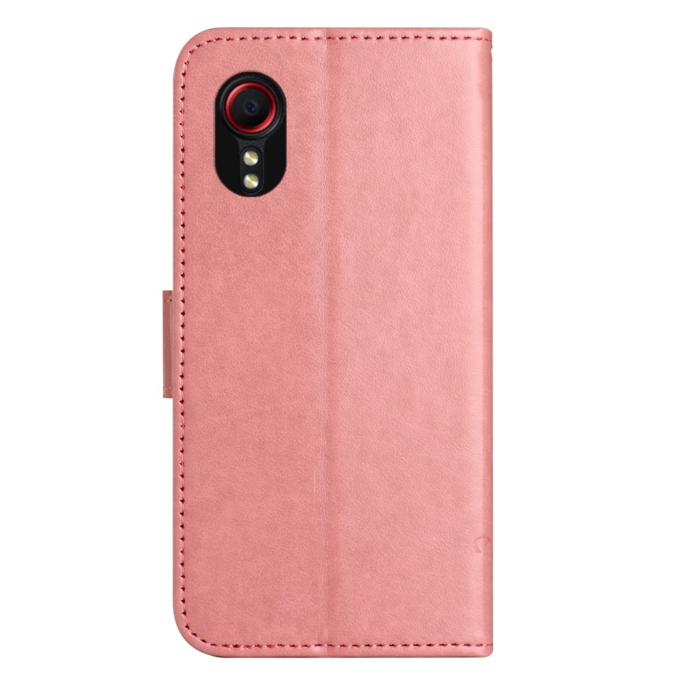 Étui en cuir à papillons pour Samsung Galaxy Xcover 7, rose