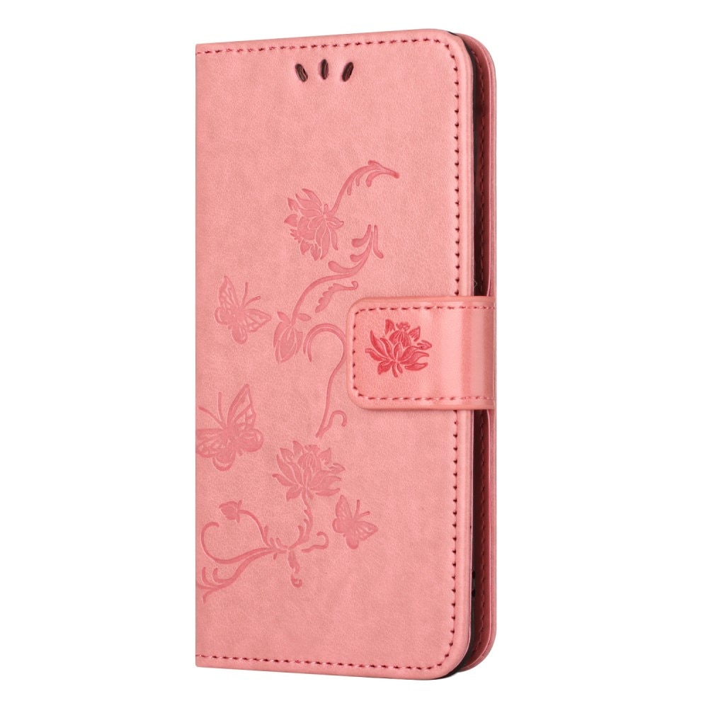 Étui en cuir à papillons pour Samsung Galaxy Xcover 7, rose
