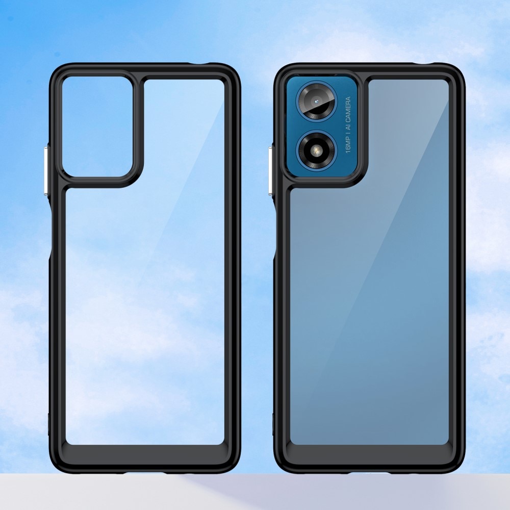 Coque Hybride Crystal Hybrid Motorola Moto E14, noir
