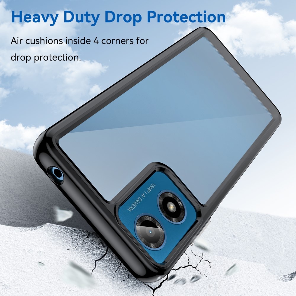 Coque Hybride Crystal Hybrid Motorola Moto E14, noir