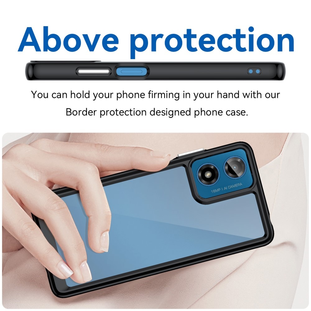 Coque Hybride Crystal Hybrid Motorola Moto E14, noir