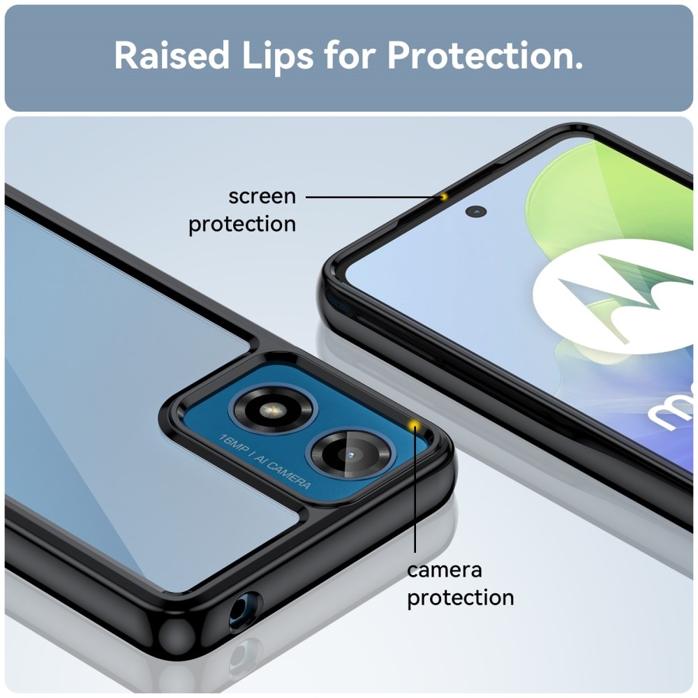 Coque Hybride Crystal Hybrid Motorola Moto E14, noir