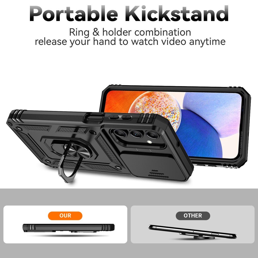 Coque Hybride Ring avec Protège Caméra Samsung Galaxy A55, Noir