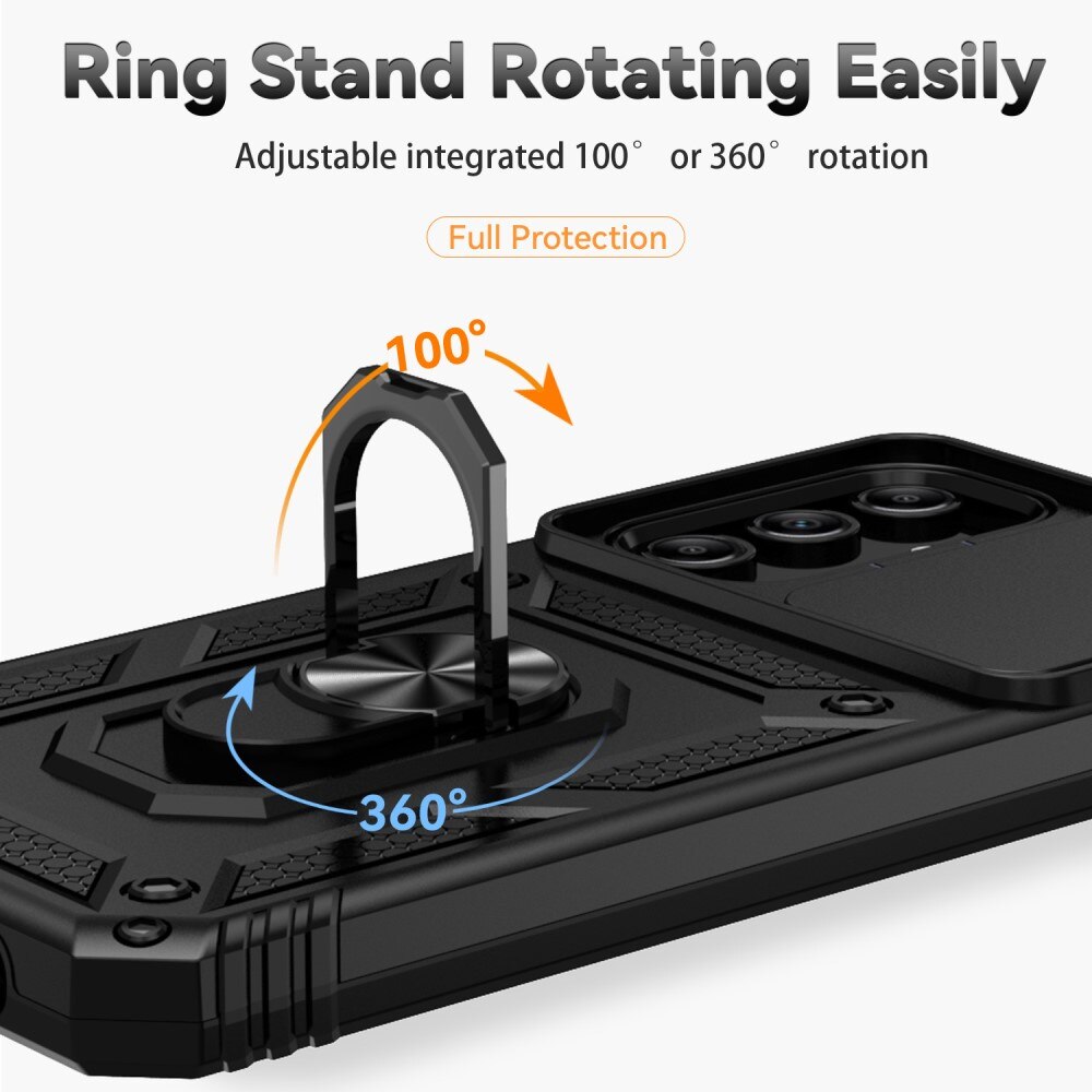 Coque Hybride Ring avec Protège Caméra Samsung Galaxy A55, Noir