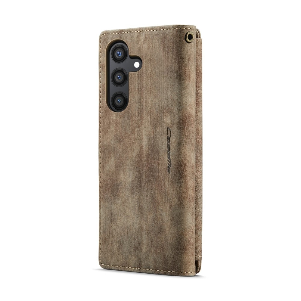 Étui portefeuille à glissière Samsung Galaxy S24, Marron