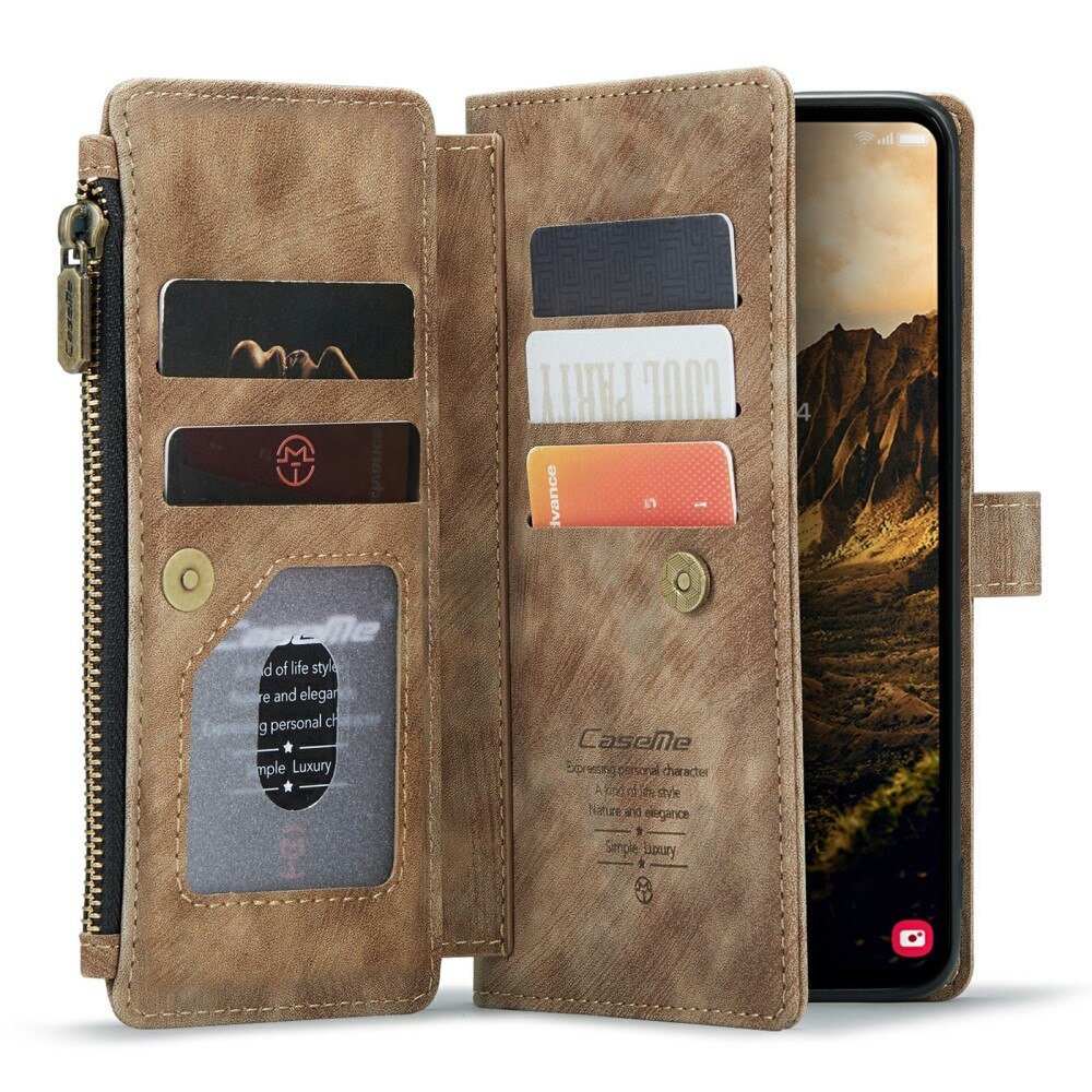 Étui portefeuille à glissière Samsung Galaxy S24, Marron