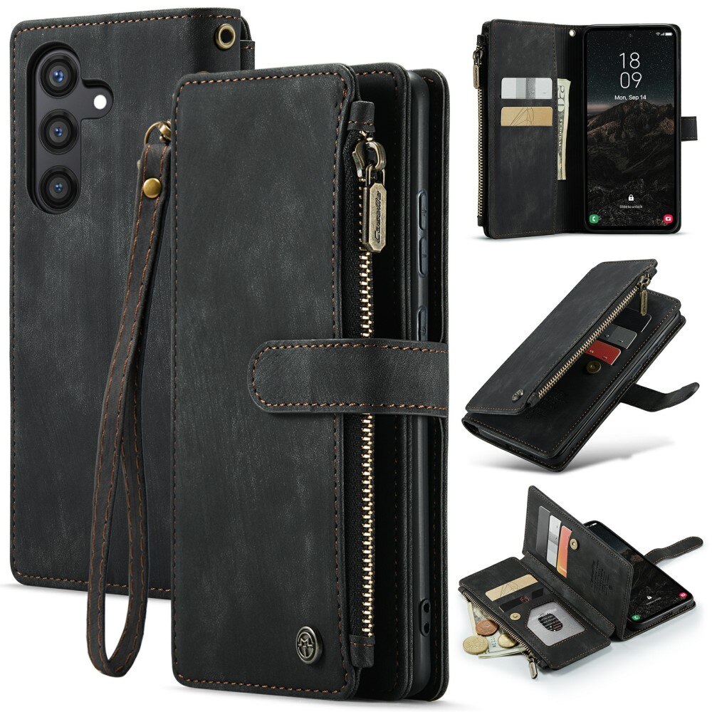 Étui portefeuille à glissière Samsung Galaxy S24, Noir
