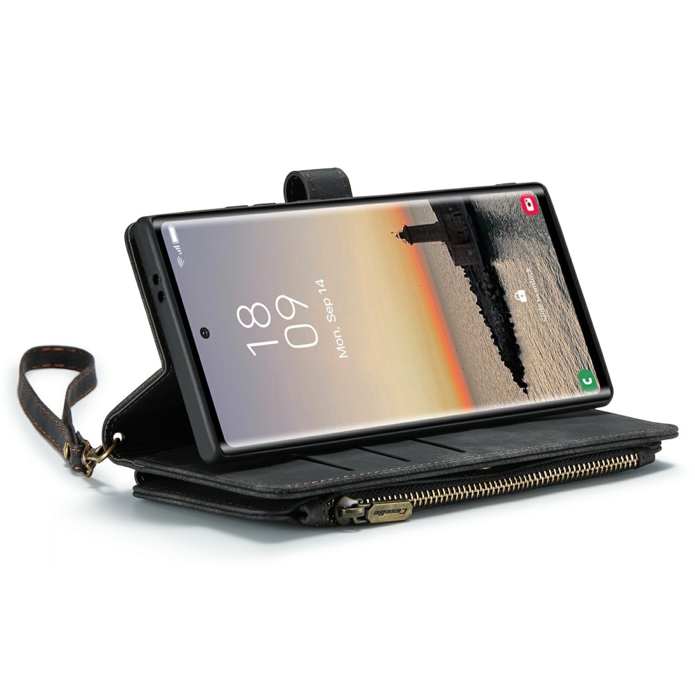 Étui portefeuille à glissière Samsung Galaxy S24 Ultra, noir