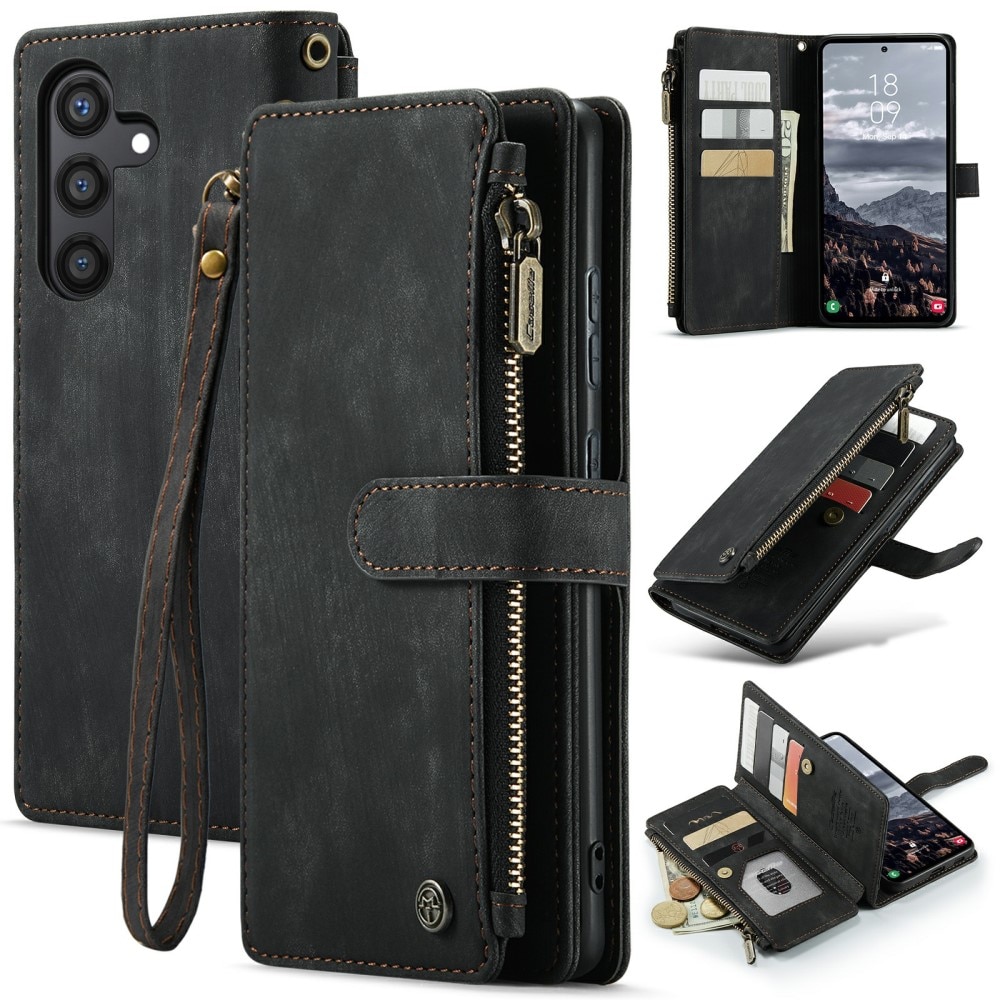 Étui portefeuille à glissière Samsung Galaxy S24 Plus, Noir