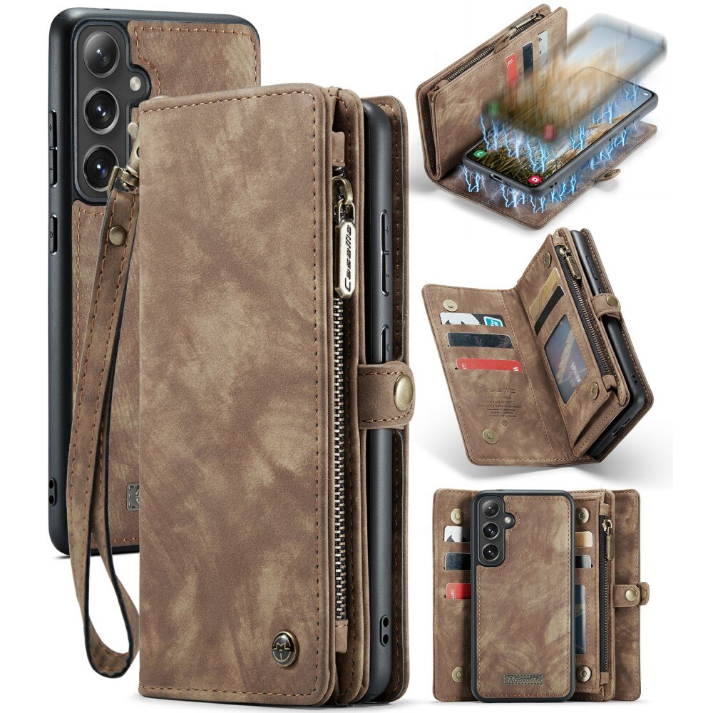 Étui portefeuille multi-cartes Samsung Galaxy S24 Plus, Marron