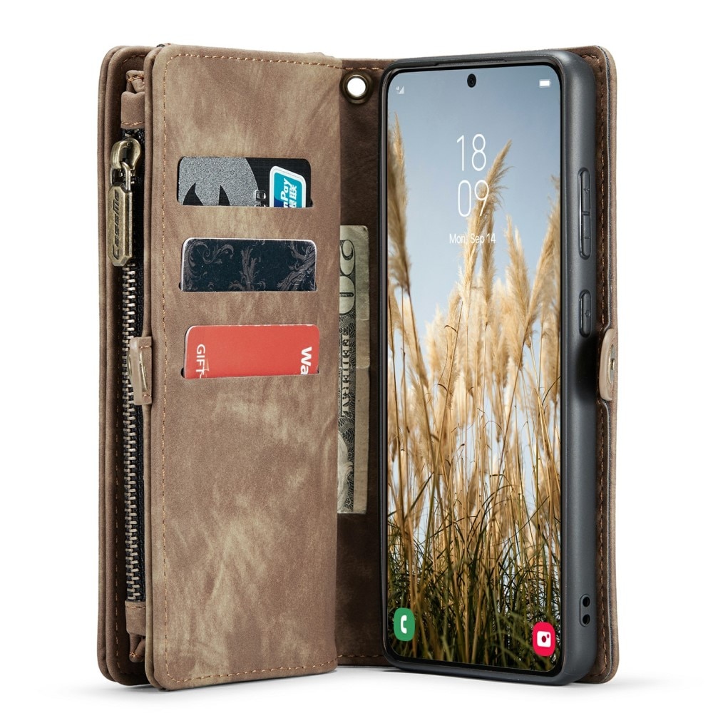 Étui portefeuille multi-cartes Samsung Galaxy S24 Plus, Marron