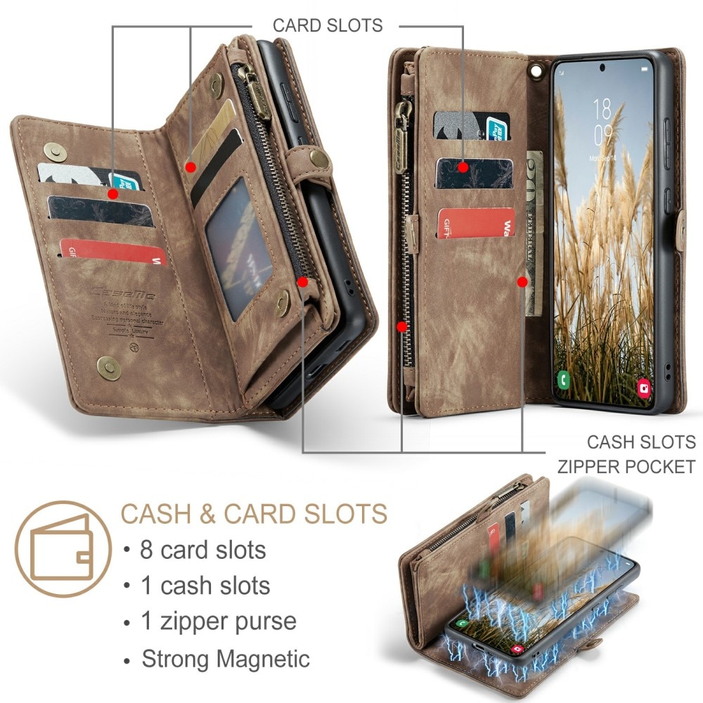 Étui portefeuille multi-cartes Samsung Galaxy S24 Plus, marron