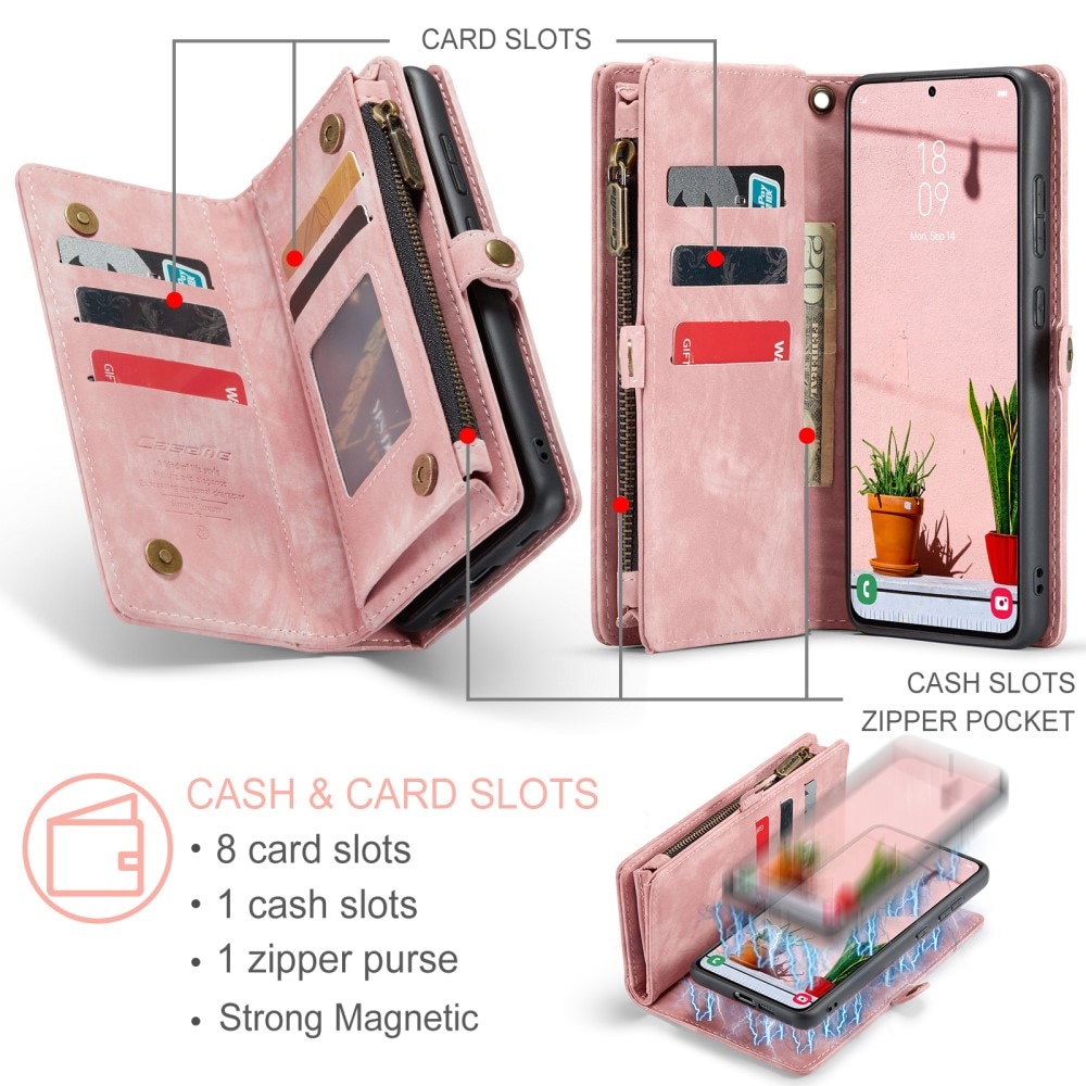 Étui portefeuille multi-cartes Samsung Galaxy S24 Plus, rose