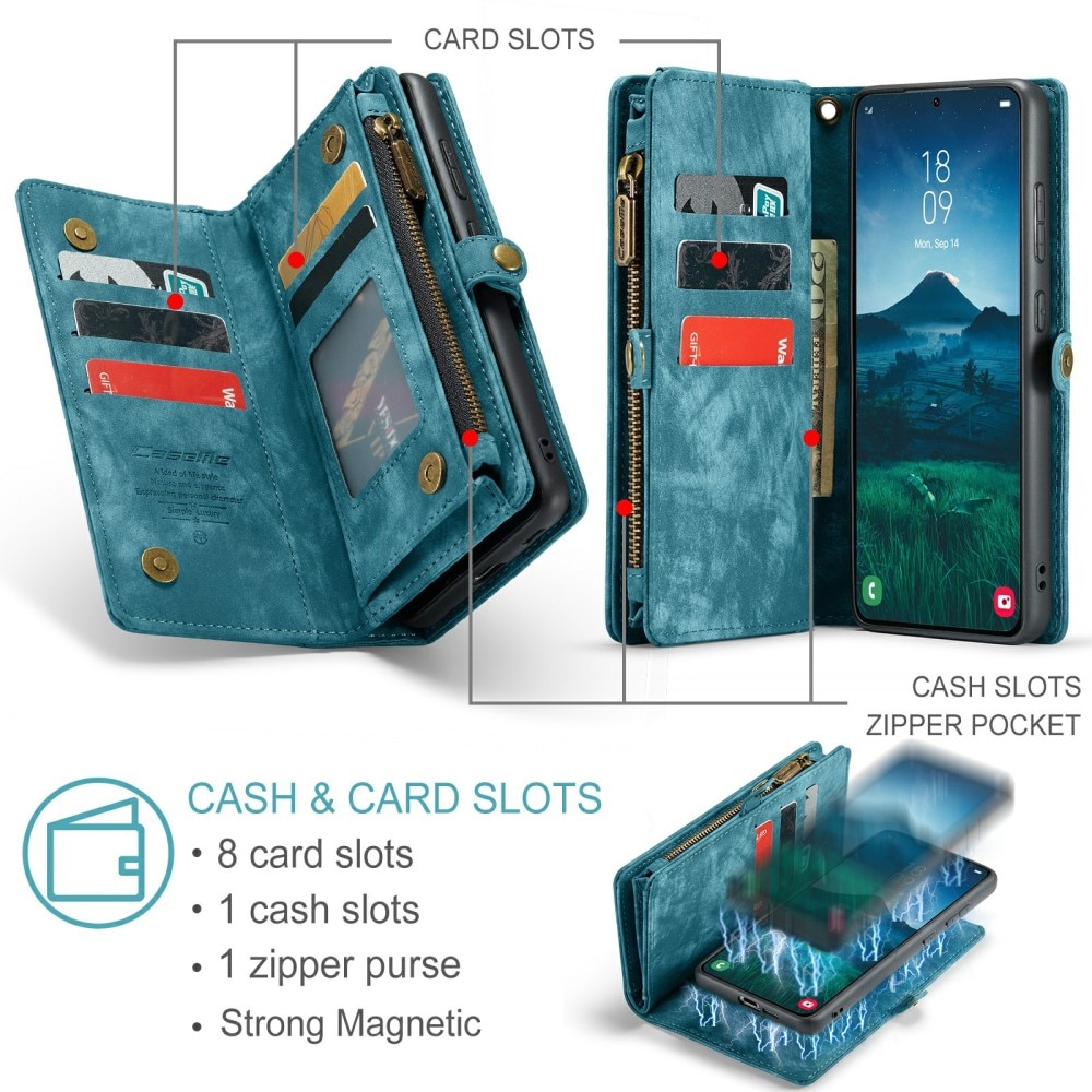 Étui portefeuille multi-cartes Samsung Galaxy S24 Plus, bleu