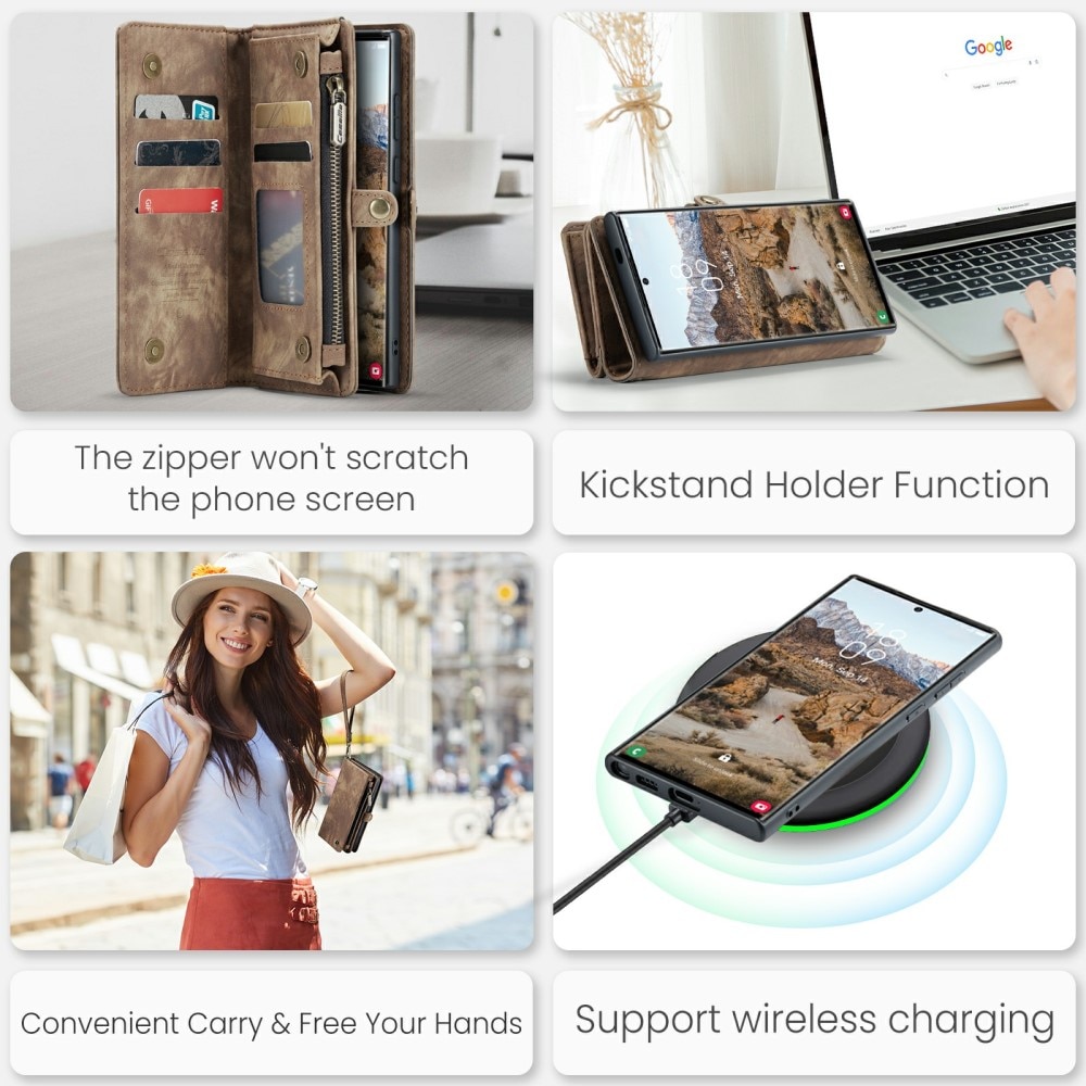 Étui portefeuille multi-cartes Samsung Galaxy S24 Ultra, Marron