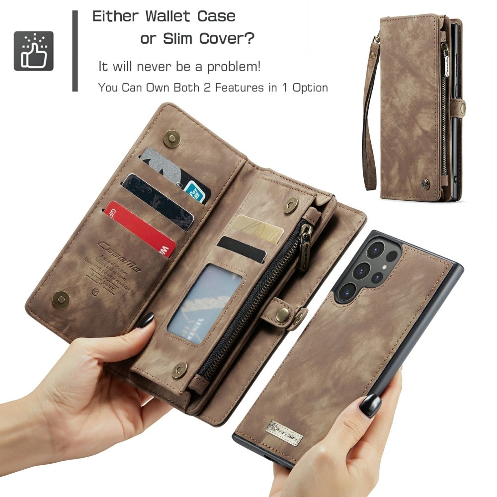 Étui portefeuille multi-cartes Samsung Galaxy S24 Ultra, Marron