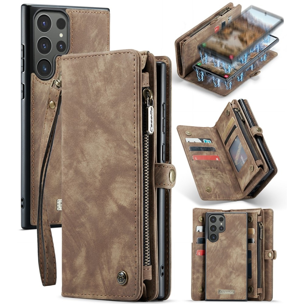Étui portefeuille multi-cartes Samsung Galaxy S24 Ultra, Marron