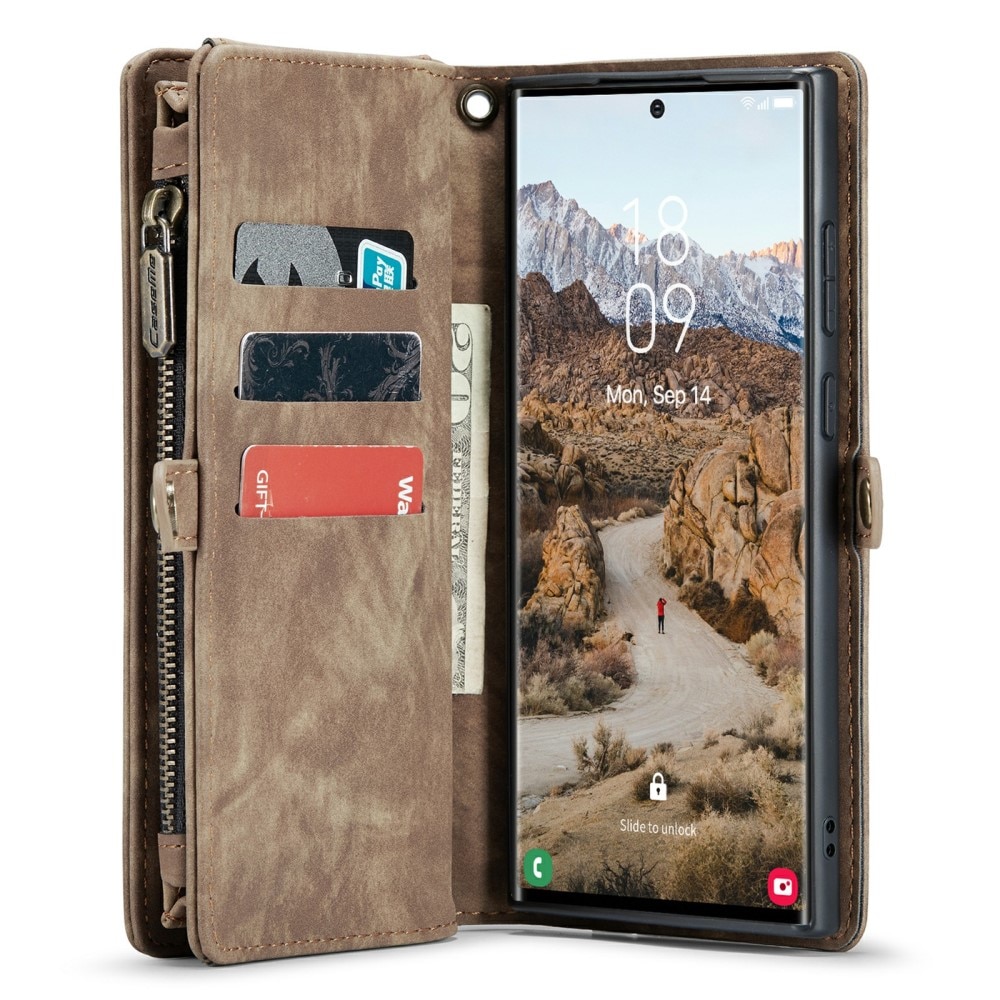 Étui portefeuille multi-cartes Samsung Galaxy S24 Ultra, Marron