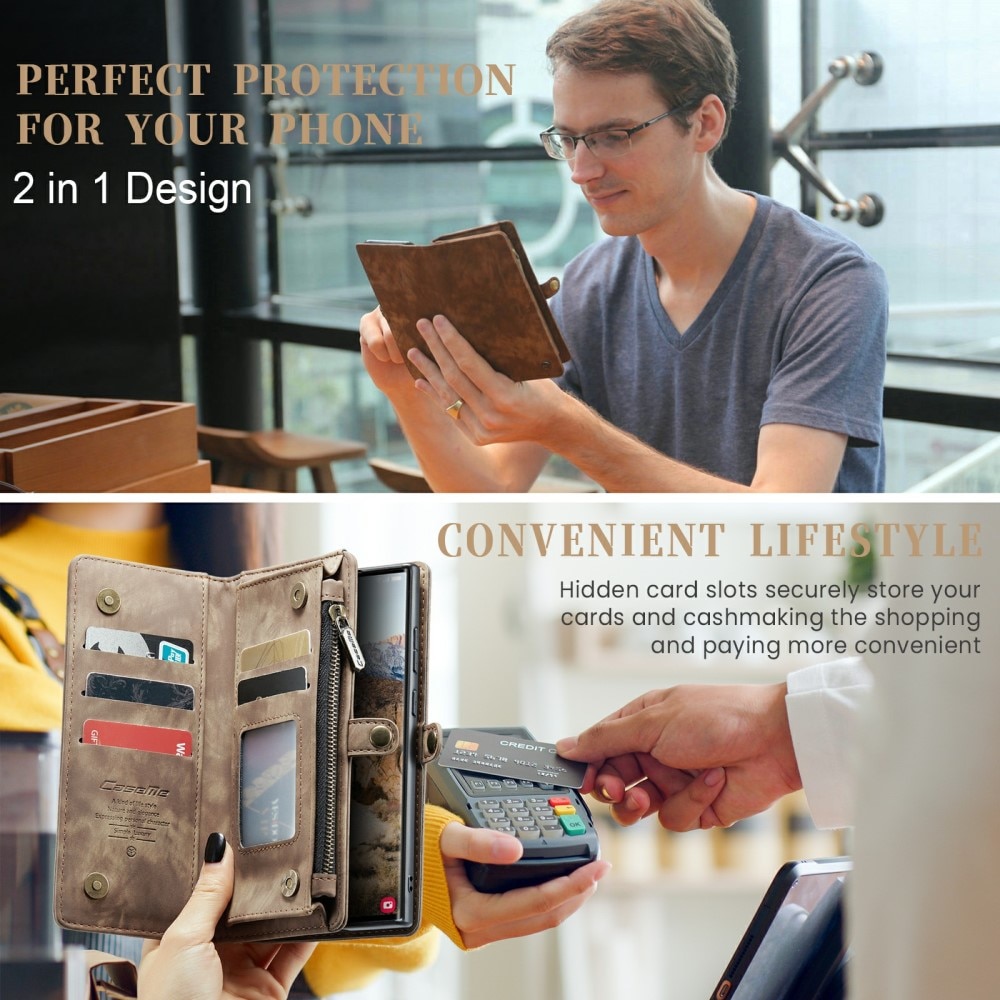 Étui portefeuille multi-cartes Samsung Galaxy S24 Ultra, Marron
