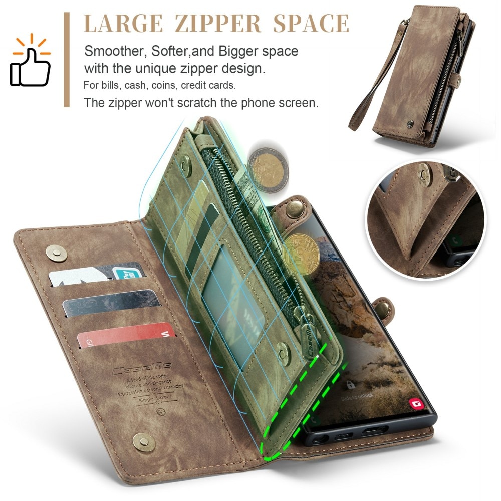Étui portefeuille multi-cartes Samsung Galaxy S24 Ultra, Marron