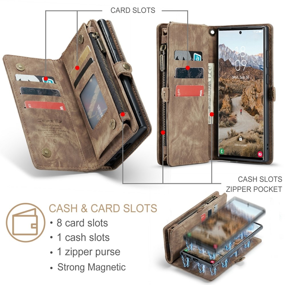 Étui portefeuille multi-cartes Samsung Galaxy S24 Ultra, Marron