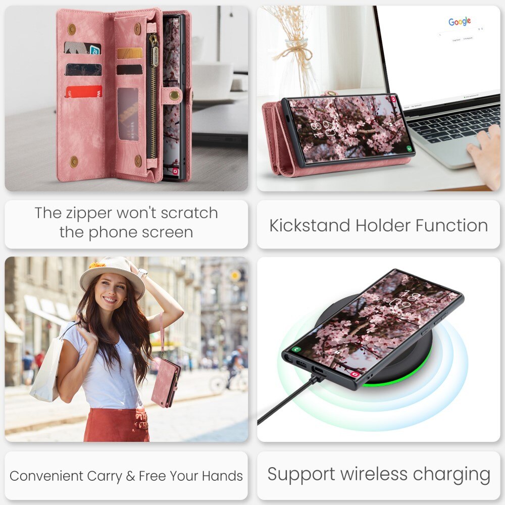 Étui portefeuille multi-cartes Samsung Galaxy S24 Ultra, Rose