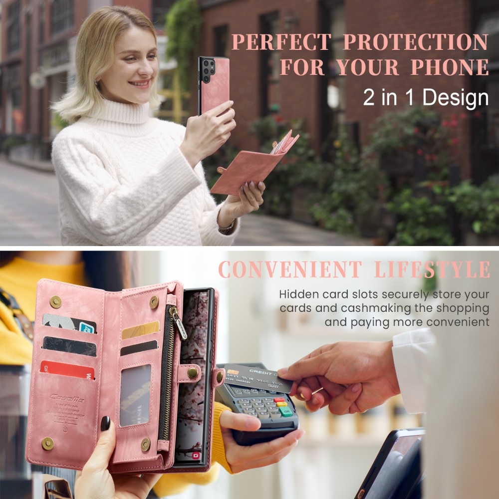 Étui portefeuille multi-cartes Samsung Galaxy S24 Ultra, rose
