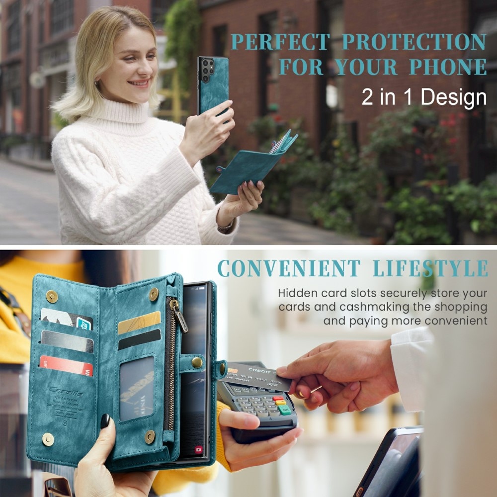 Étui portefeuille multi-cartes Samsung Galaxy S24 Ultra, Bleu