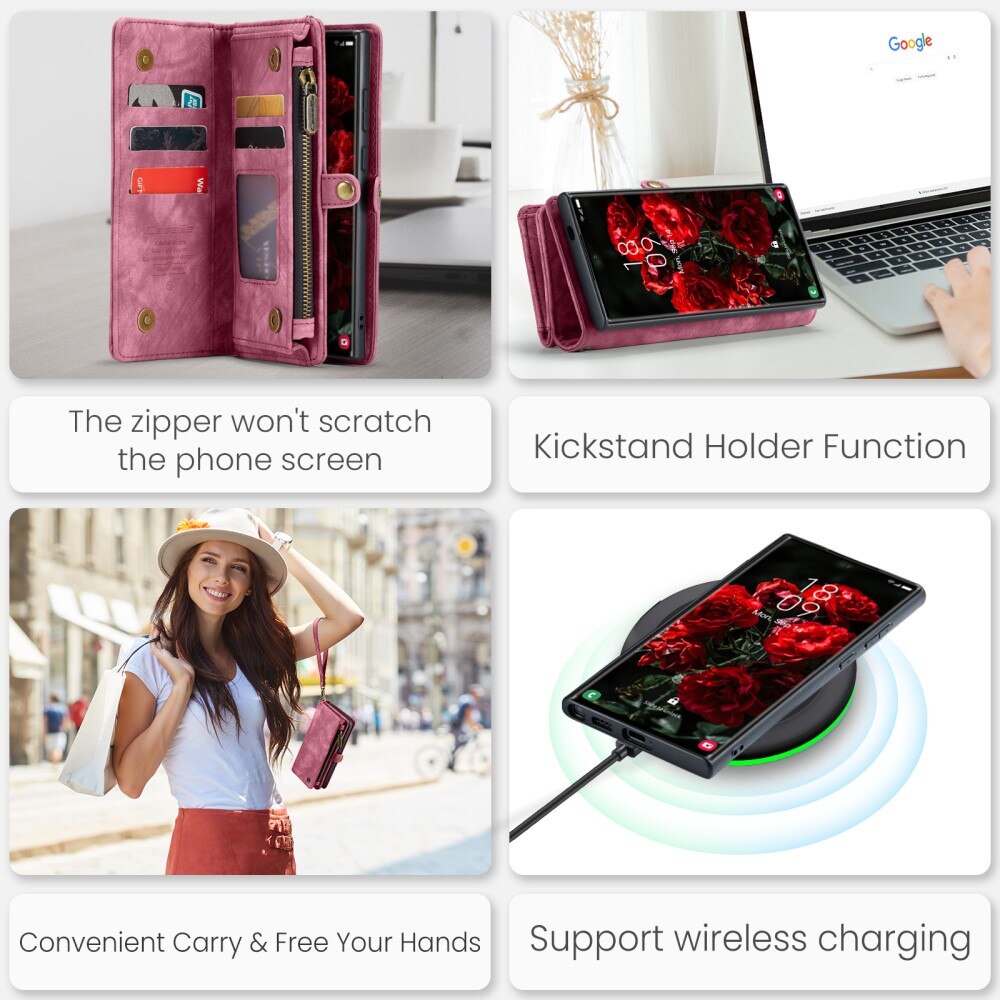 Étui portefeuille multi-cartes Samsung Galaxy S24 Ultra, Rouge