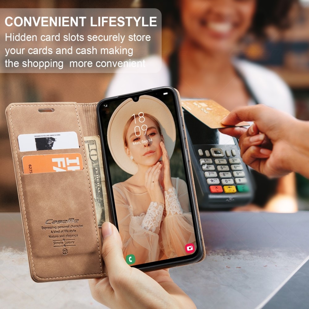 Étui portefeuille mince Samsung Galaxy A15, Marron