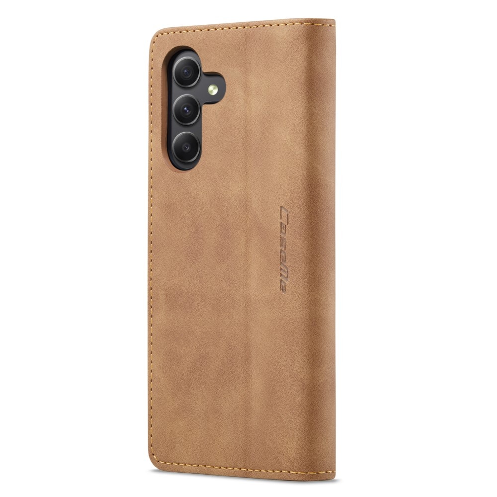 Étui portefeuille mince Samsung Galaxy A15, cognac