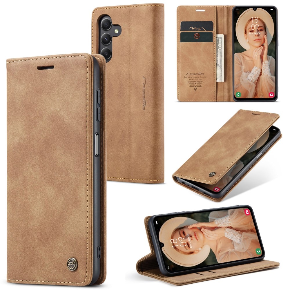 Étui portefeuille mince Samsung Galaxy A15, Marron